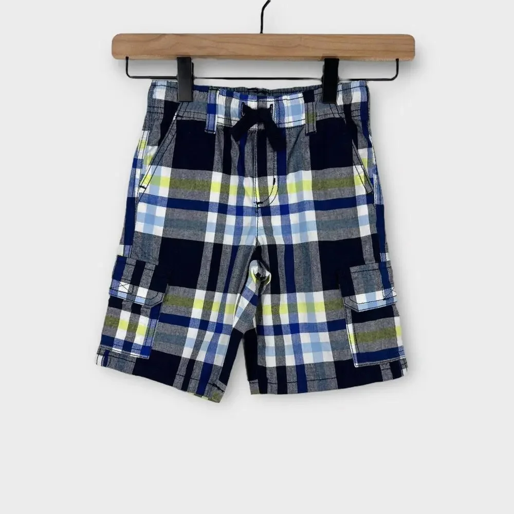 Gymboree Toddler Boy’s Size 4T Blue Plaid Print Casual 100% Cotton Shorts New - Picture 1 of 6